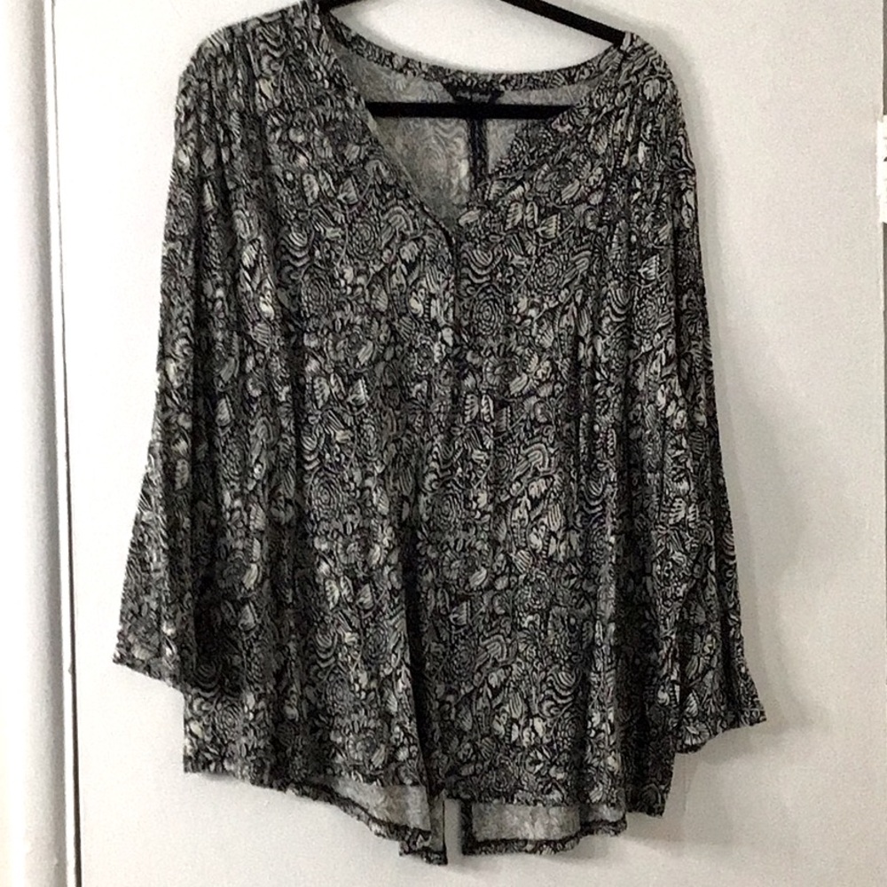 Lucky Brand black & white 3/4 sleeve tunic